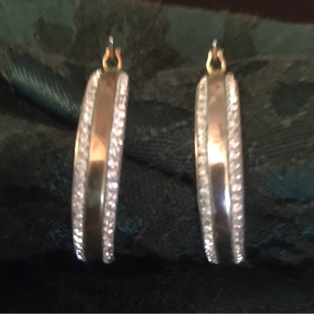 Elegant Gold and Rhinestone Hoop Earrings